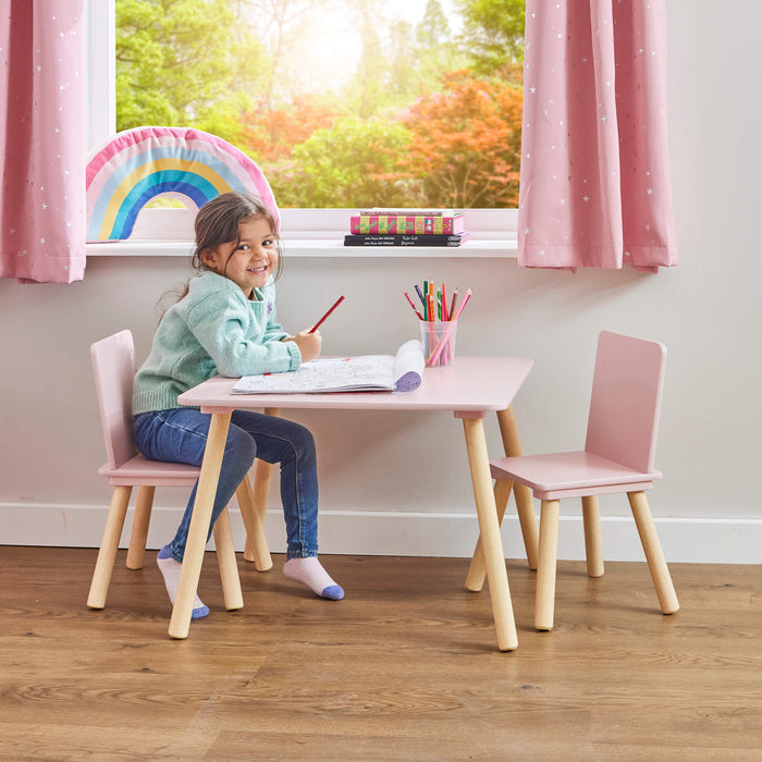Kids Pink Table and Two Chairs Set