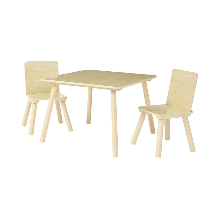 Kids Natural Wood Table and Two Chairs Set