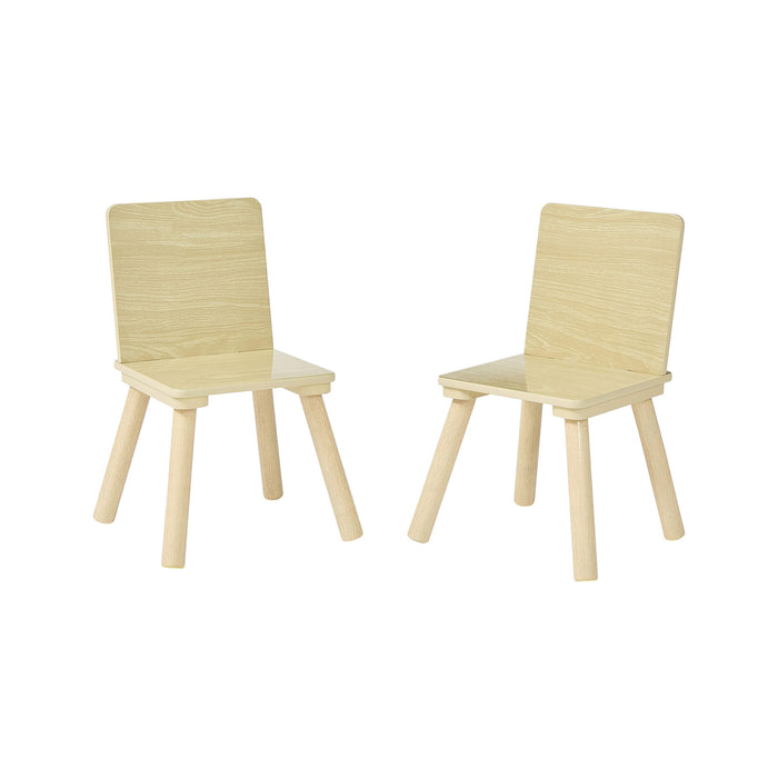 Kids Natural Wood Table and Two Chairs Set