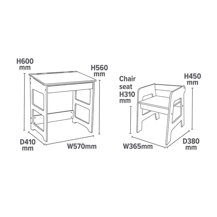 Kids Scandi Study Desk and Chair Set