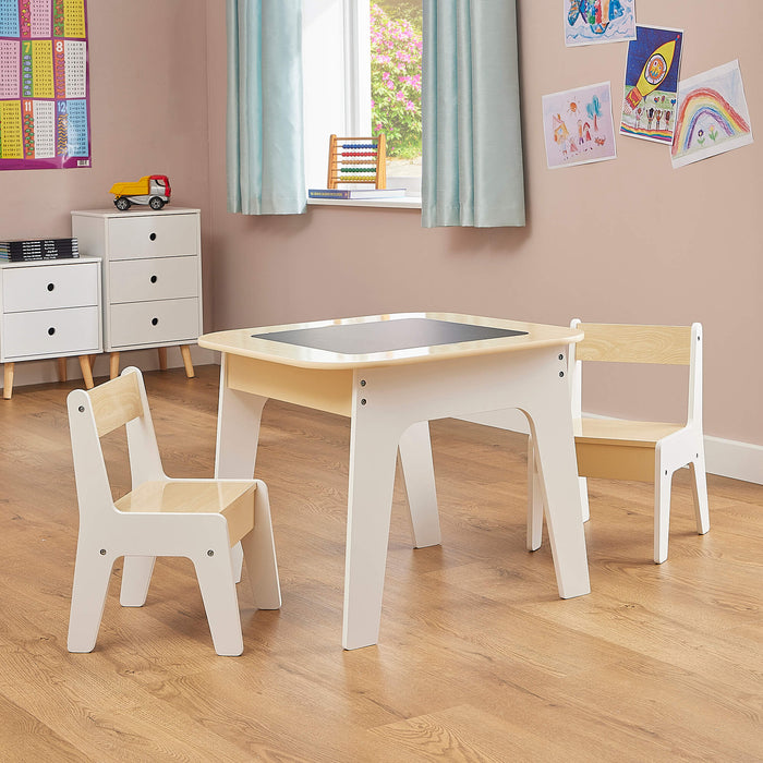 Kids 3-in-1 Storage Table and Two Chairs Set