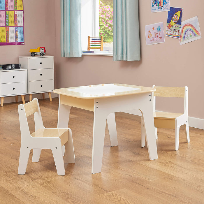 Kids 3-in-1 Storage Table and Two Chairs Set