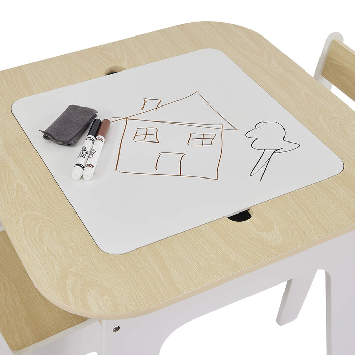 Kids 3-in-1 Storage Table and Two Chairs Set