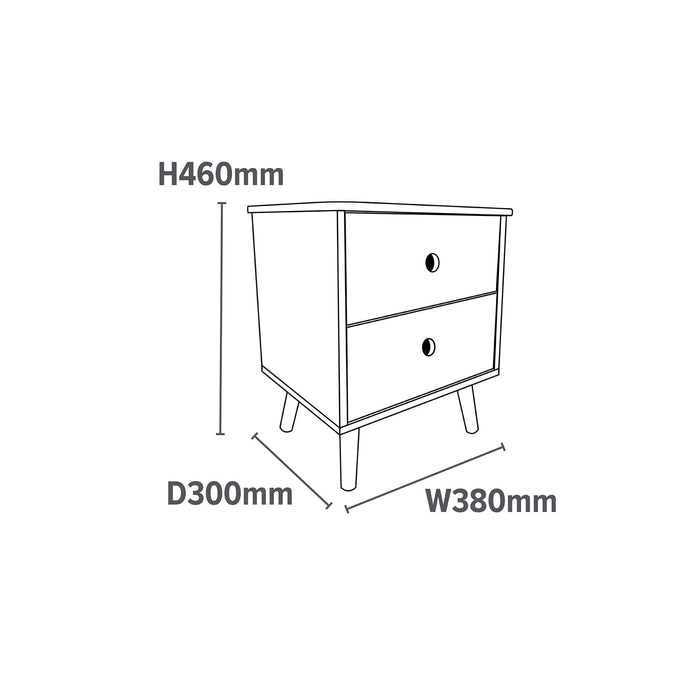 Kids Bedroom 2 Drawer Storage Cabinet