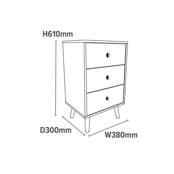 Kids Bedroom 3 Drawer Storage Cabinet