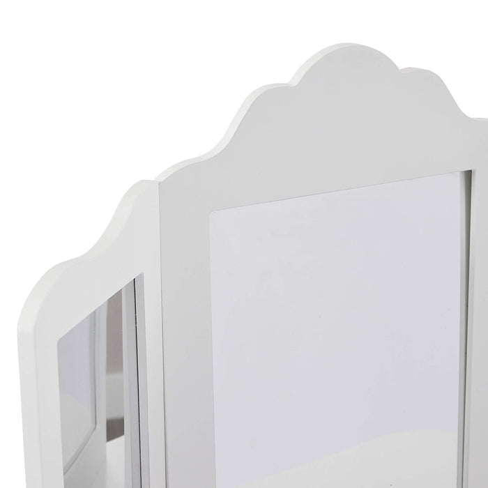 Kids White Vanity Table and Stool Set