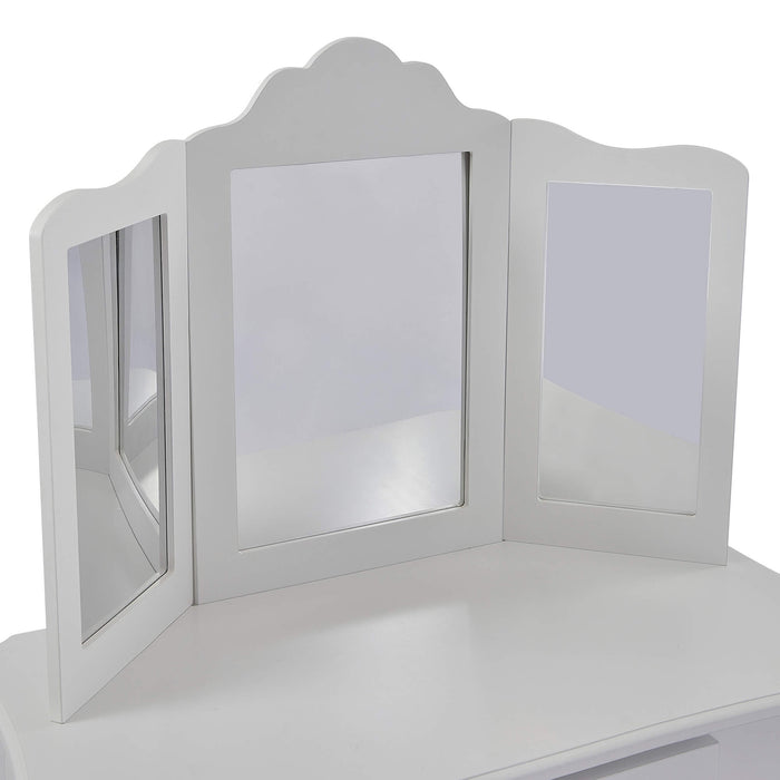 Kids White Vanity Table and Stool Set