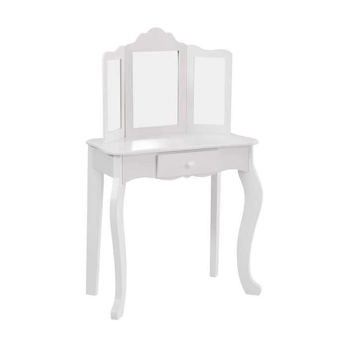 Kids White Vanity Table and Stool Set