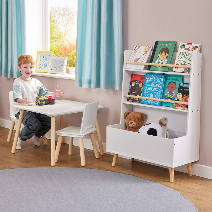 Kids White Bookcase and Toy Storage Cabinet