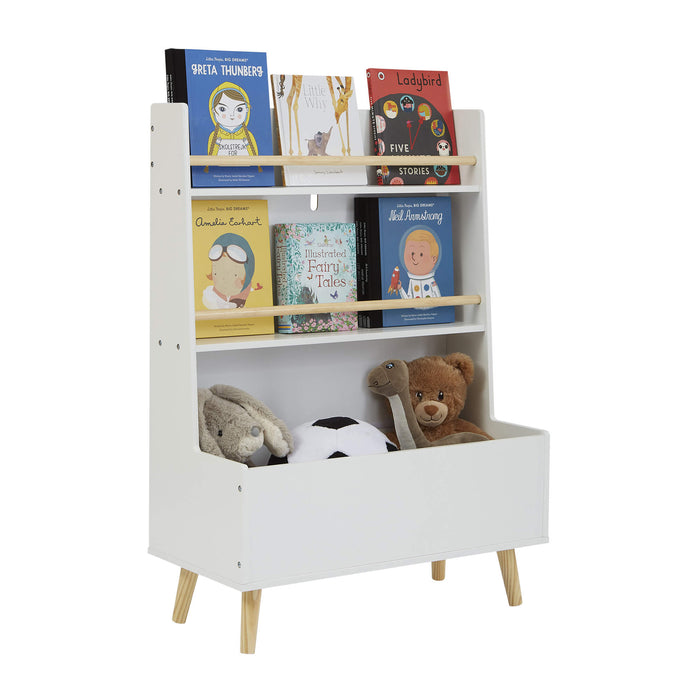 Kids White Bookcase and Toy Storage Cabinet