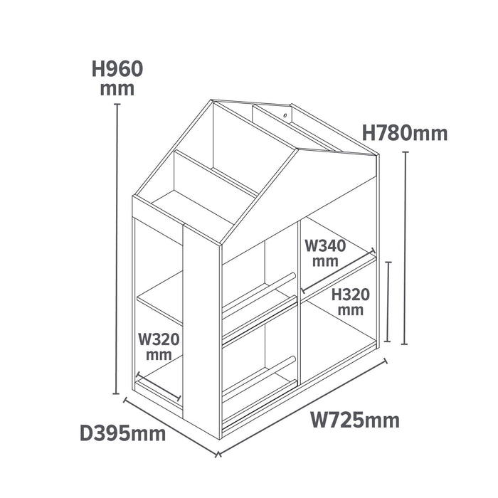 Kids White Blackboard Bookcase and Storage Cabinet