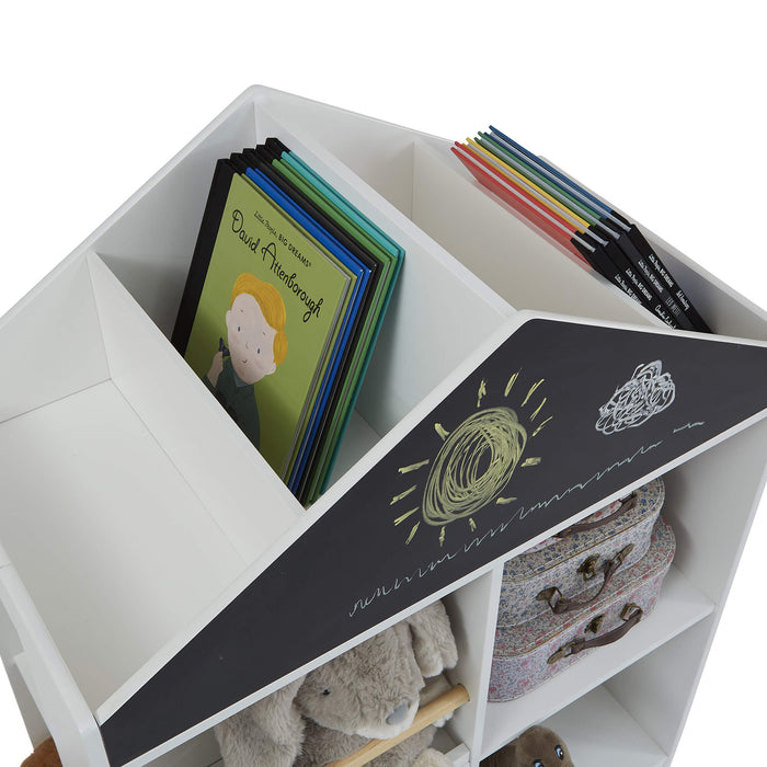 Kids White Blackboard Bookcase and Storage Cabinet