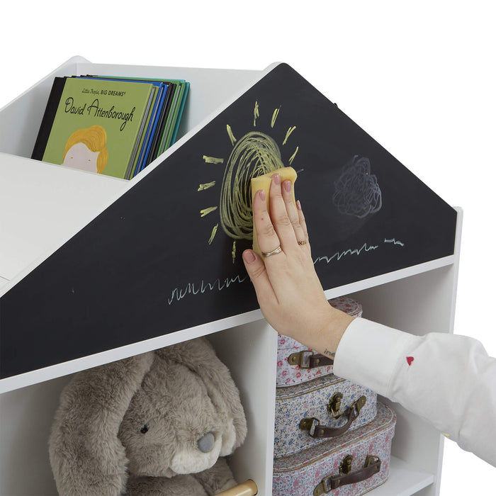 Kids White Blackboard Bookcase and Storage Cabinet