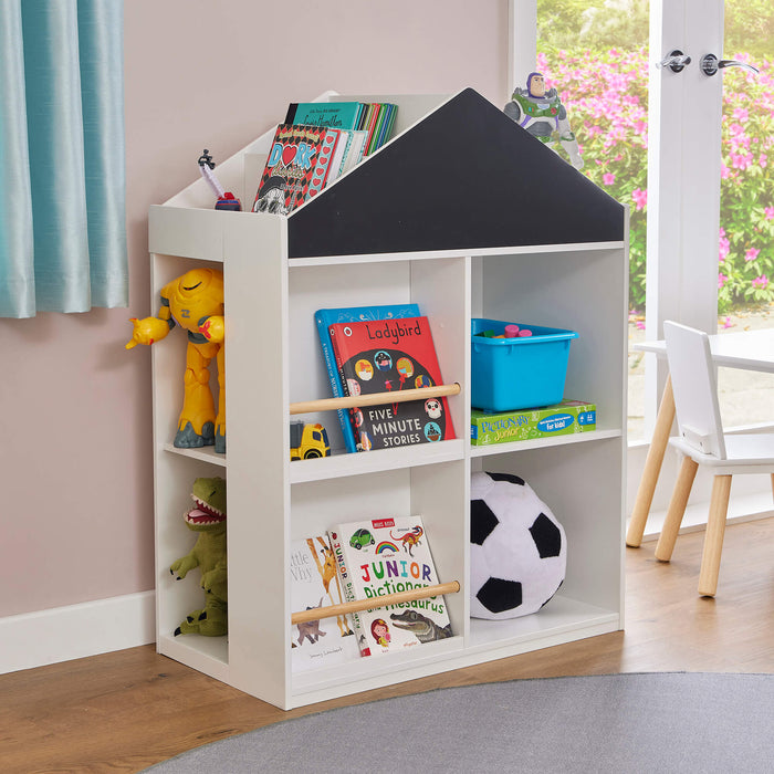 Kids White Blackboard Bookcase and Storage Cabinet