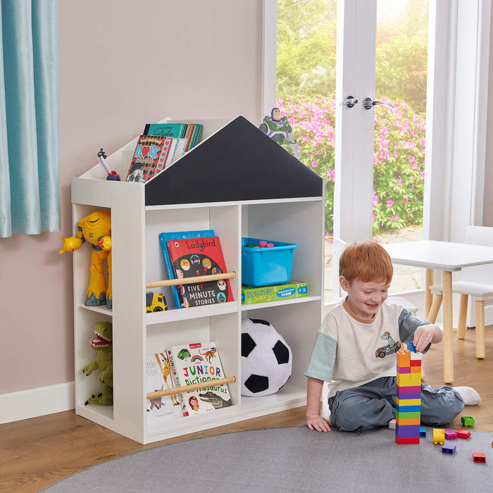 Kids White Blackboard Bookcase and Storage Cabinet