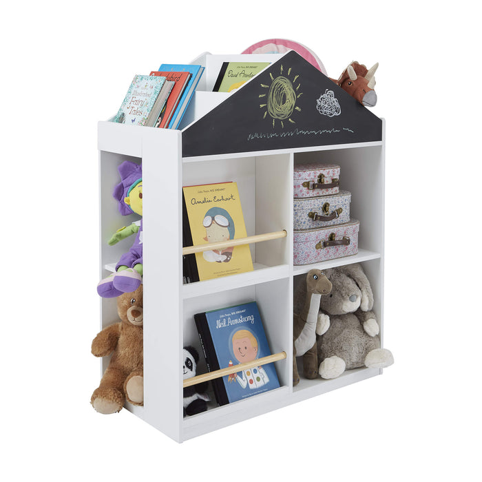 Kids White Blackboard Bookcase and Storage Cabinet