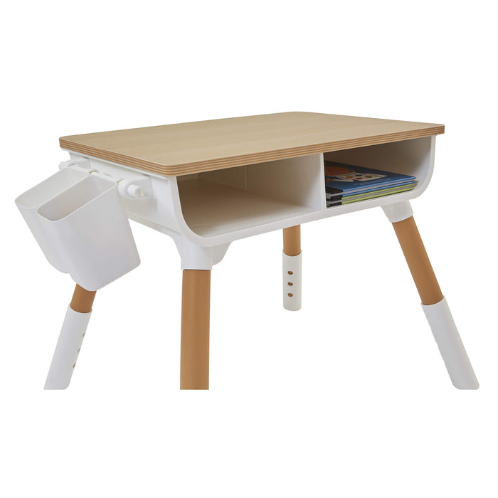 Kids Scandi Height Adjustable Table and Chair Set - White & Pine