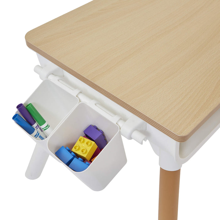 Kids Scandi Height Adjustable Table and Chair Set - White & Pine