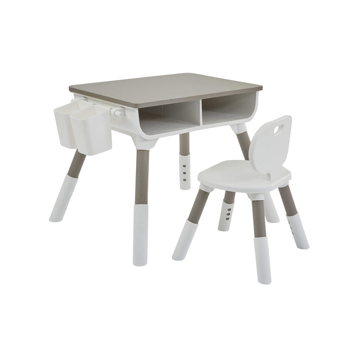Kids Scandi Height Adjustable Table and Chair Set - White & Grey