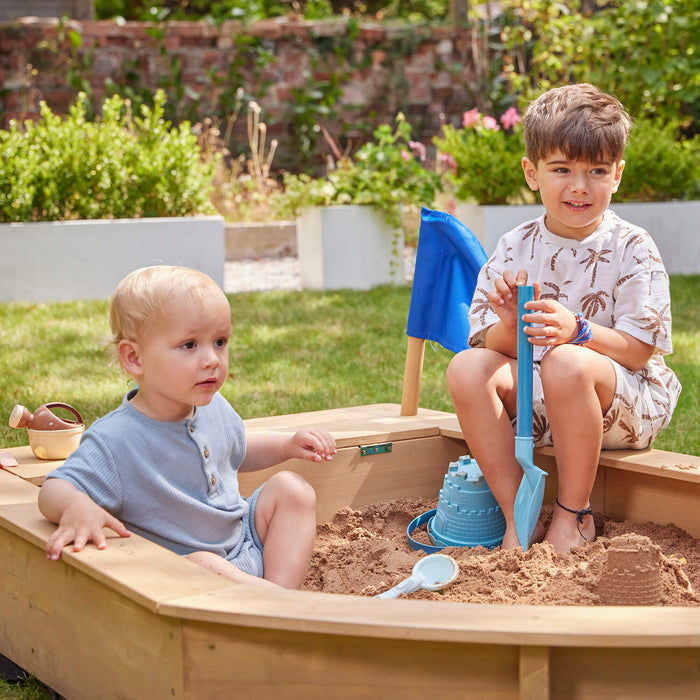 Kids Boat Sandpit with Seating and Cover