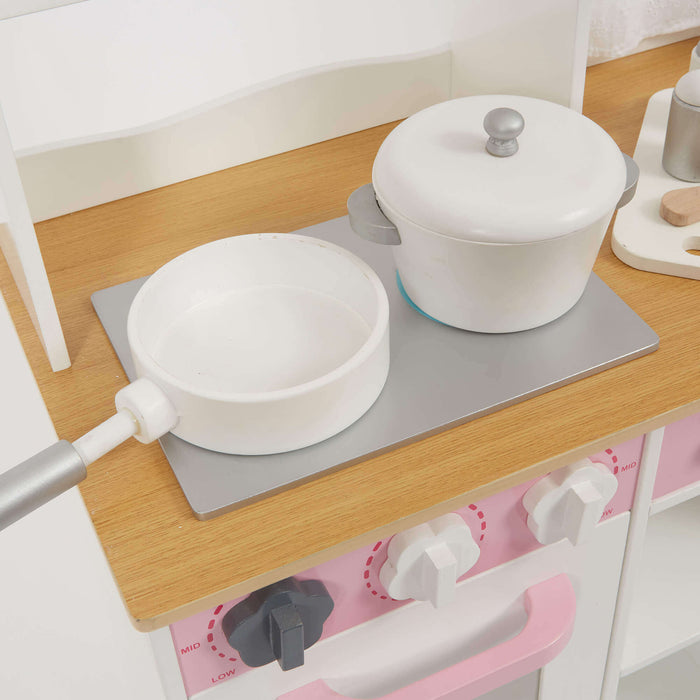 Country Play Kitchen with 9 Wooden Accessories