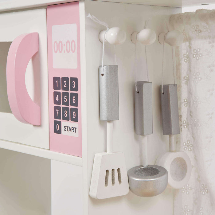 Country Play Kitchen with 9 Wooden Accessories