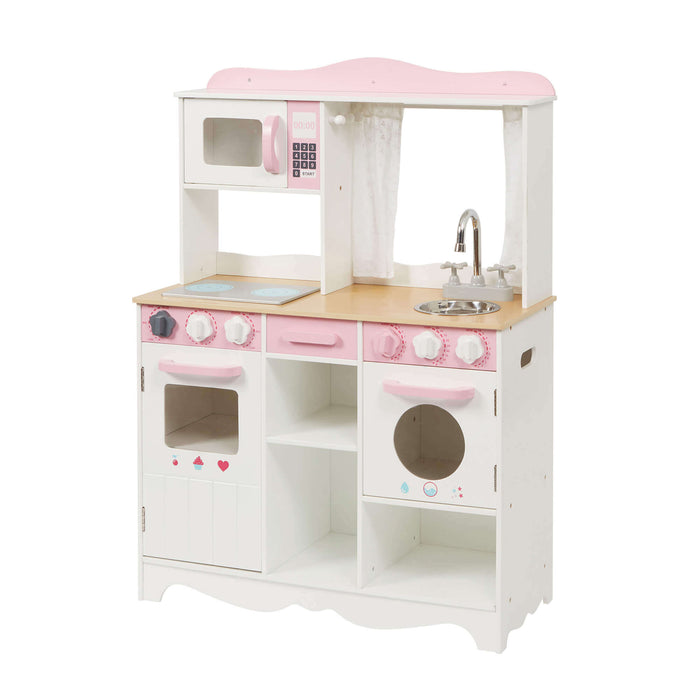 Country Play Kitchen with 9 Wooden Accessories