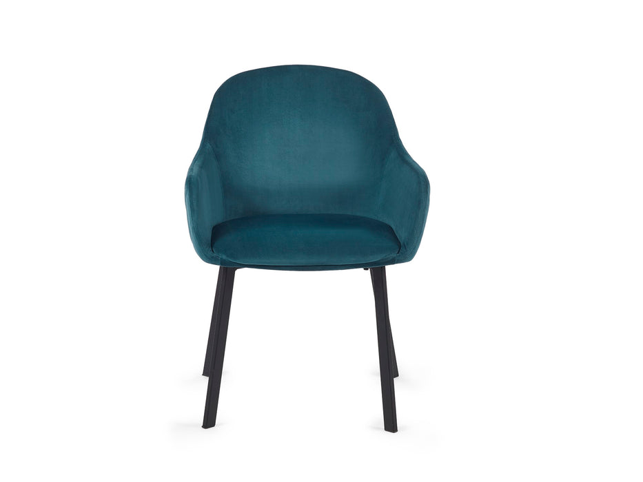 Set Of 2 Lima Dining Chairs - Teal Velvet