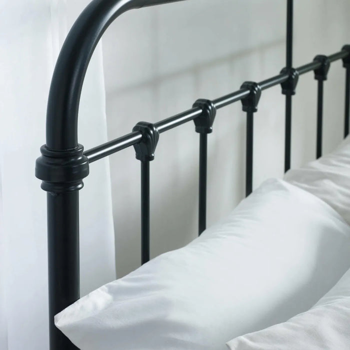 Logan 120cm Small Double Metal Bed - Black