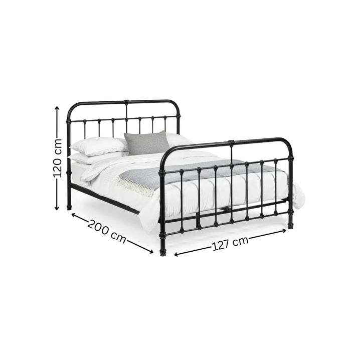 Logan 120cm Small Double Metal Bed - Black