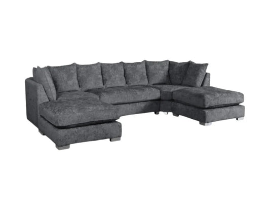 Savoy U Shape Sofa Soft Chenille - Charcoal Grey