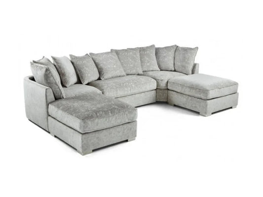 Savoy U Shape Sofa Soft Chenille - Silver