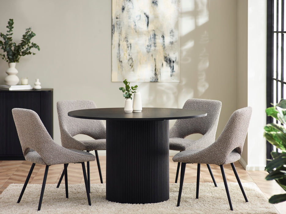 Louis Fluted Round Dining Table - Black