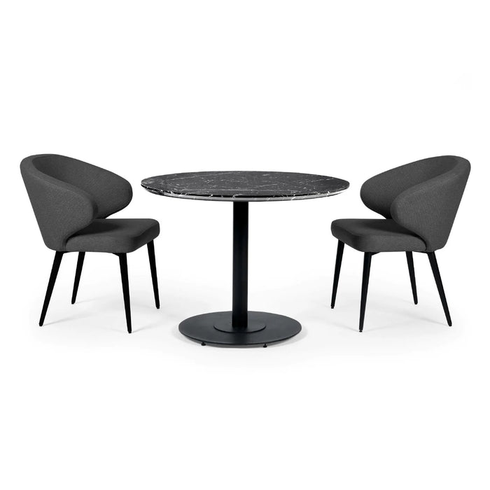 Luca 80cm Black Marble Round Dining Table