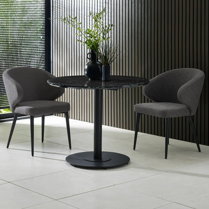 Luca 80cm Black Marble Round Dining Table