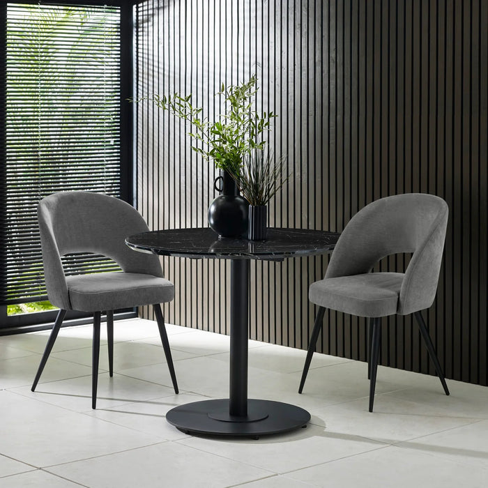 Luca 80cm Black Marble Round Dining Table