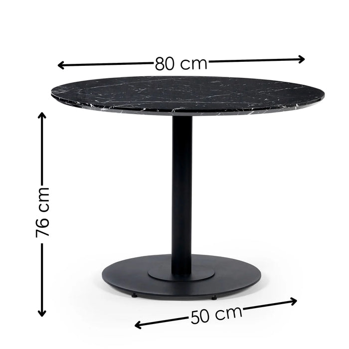 Luca 80cm Black Marble Round Dining Table