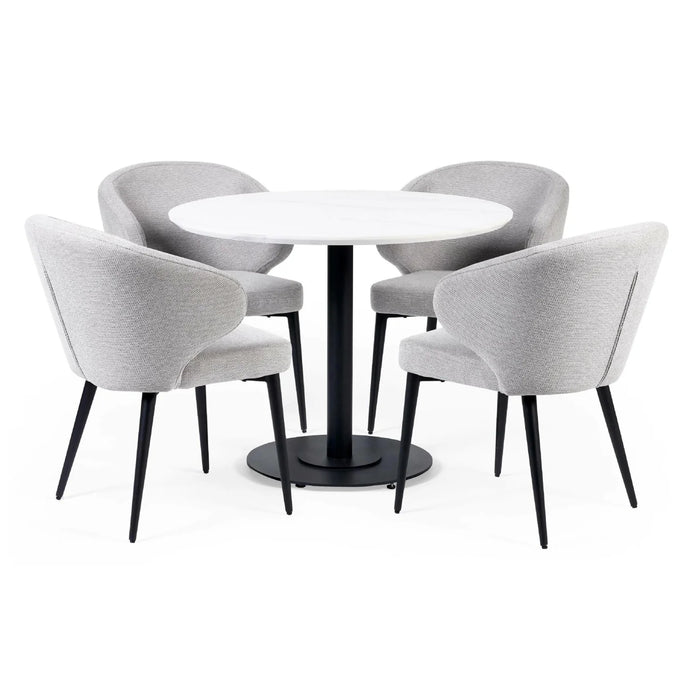 Luca 100cm White Marble Round Dining Table