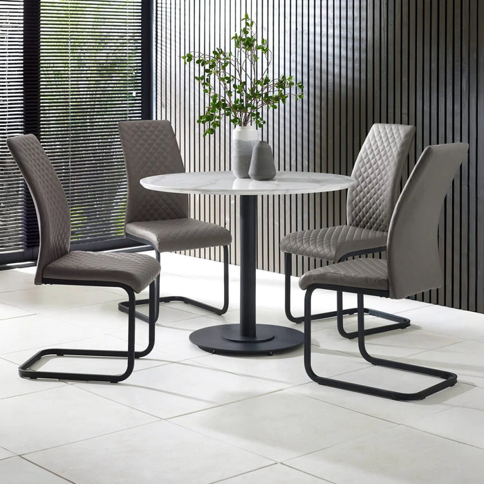Luca 100cm White Marble Round Dining Table