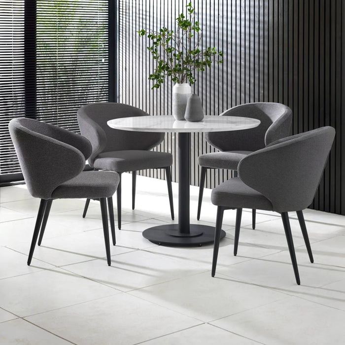 Luca 100cm White Marble Round Dining Table