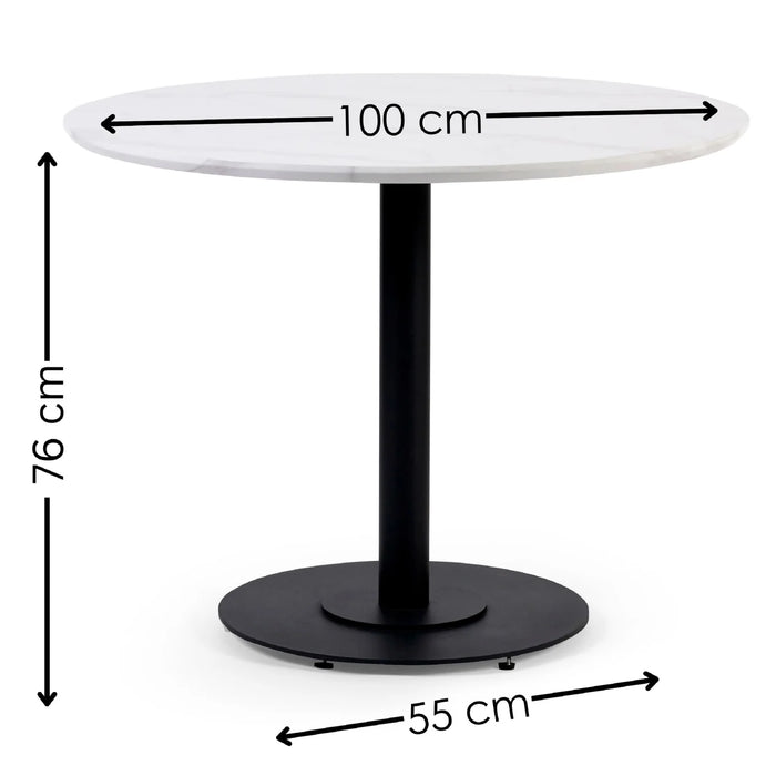 Luca 100cm White Marble Round Dining Table