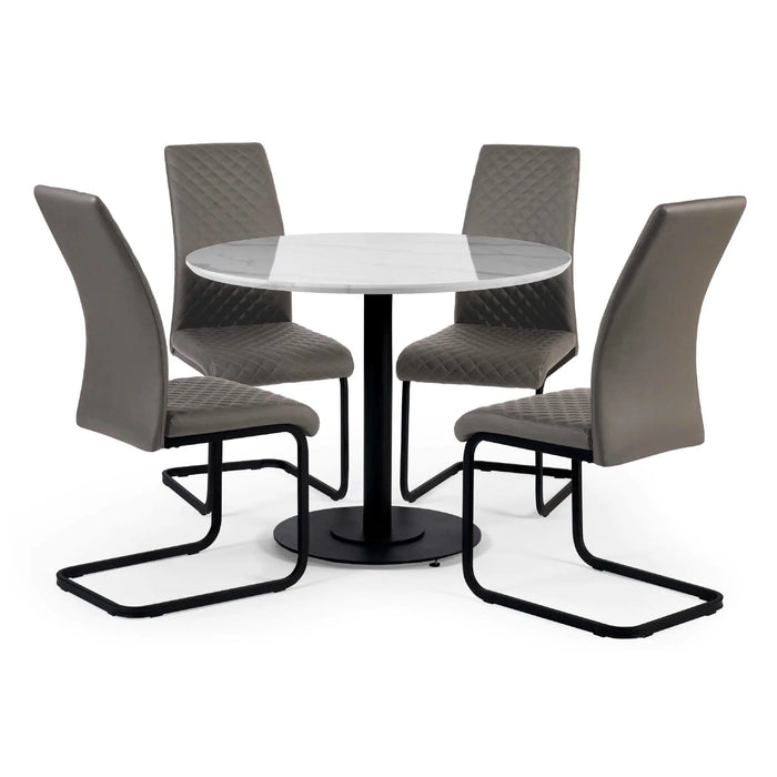 Luca 100cm White Marble Round Dining Table