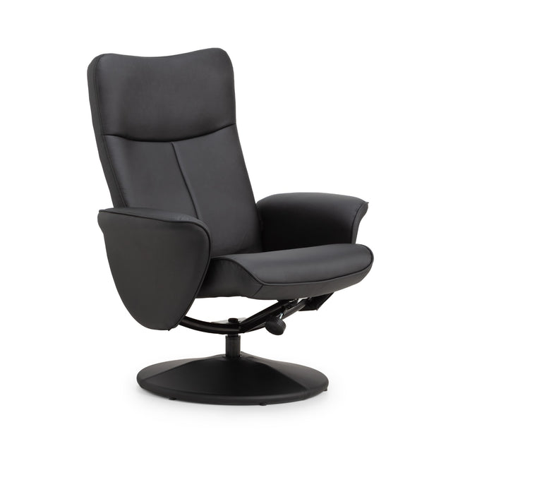 Lugano Recliner & Stool With Covered Base - Black