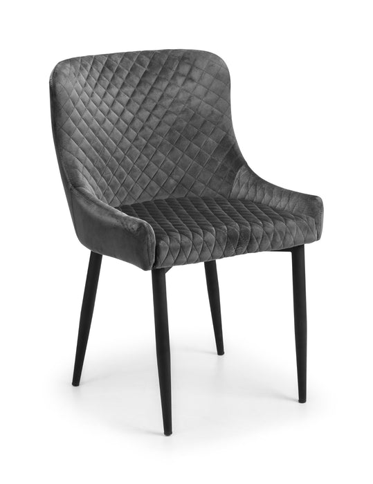 Set Of 2 Luxe Velvet Dining Chairs - Grey