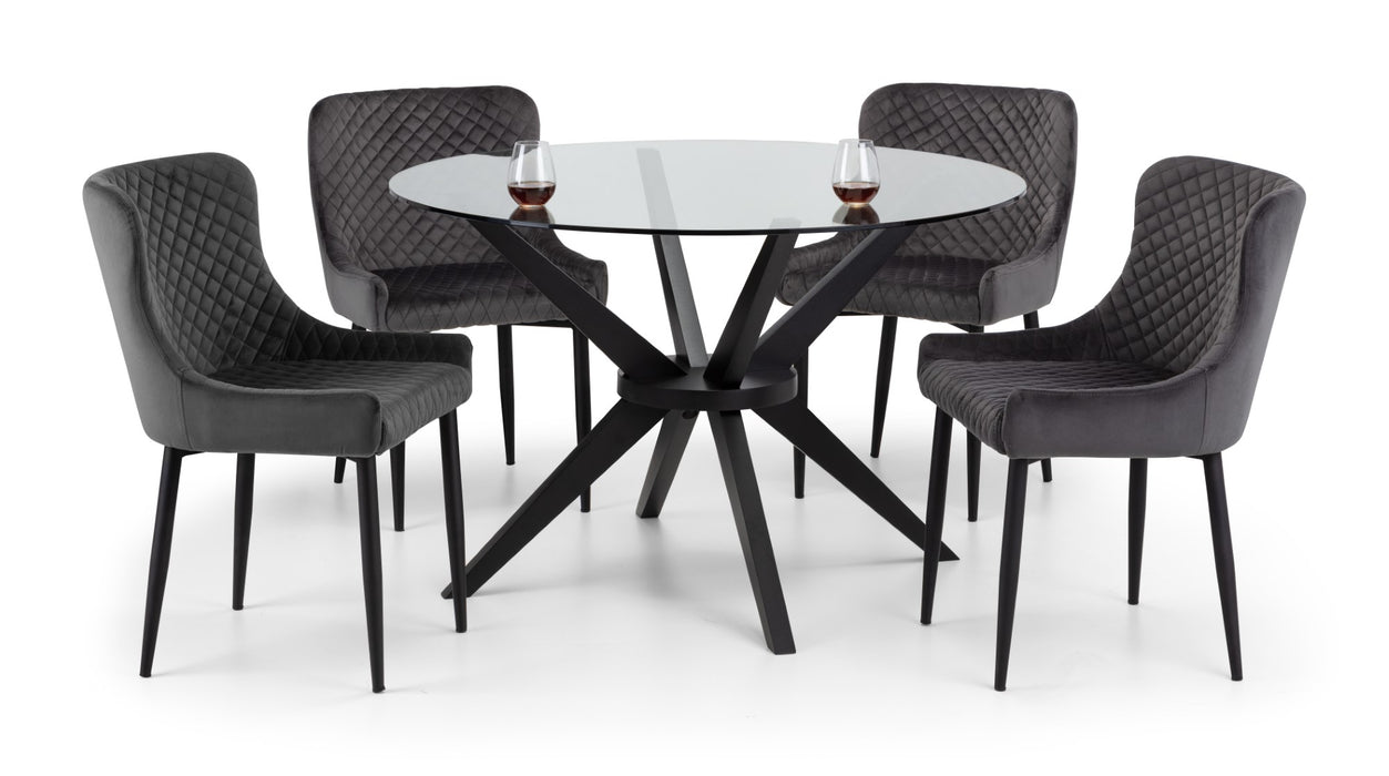 Set Of 2 Luxe Velvet Dining Chairs - Grey