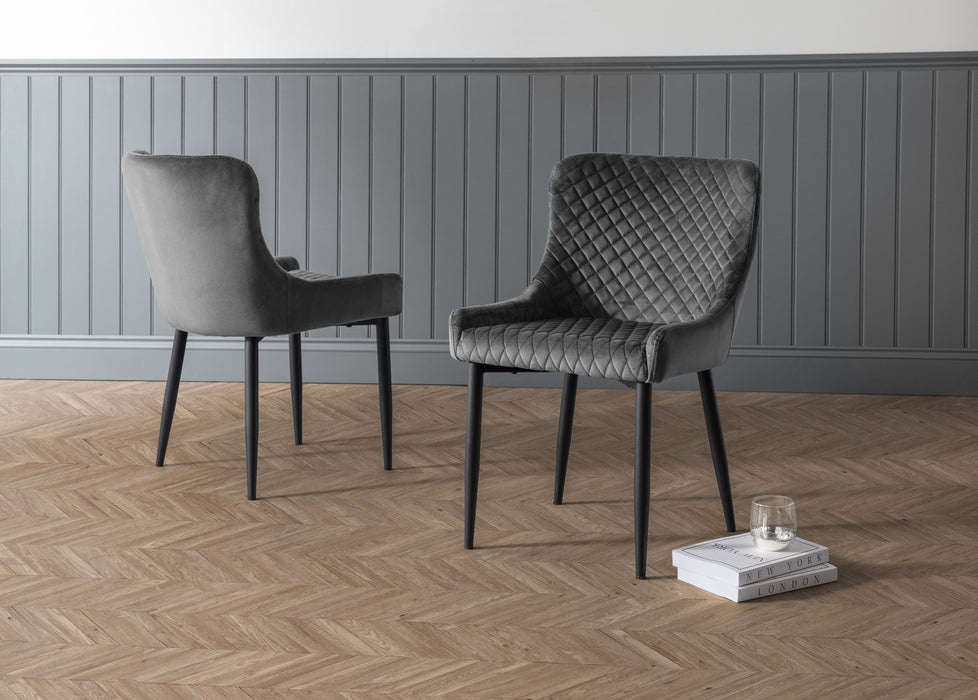 Set Of 2 Luxe Velvet Dining Chairs - Grey