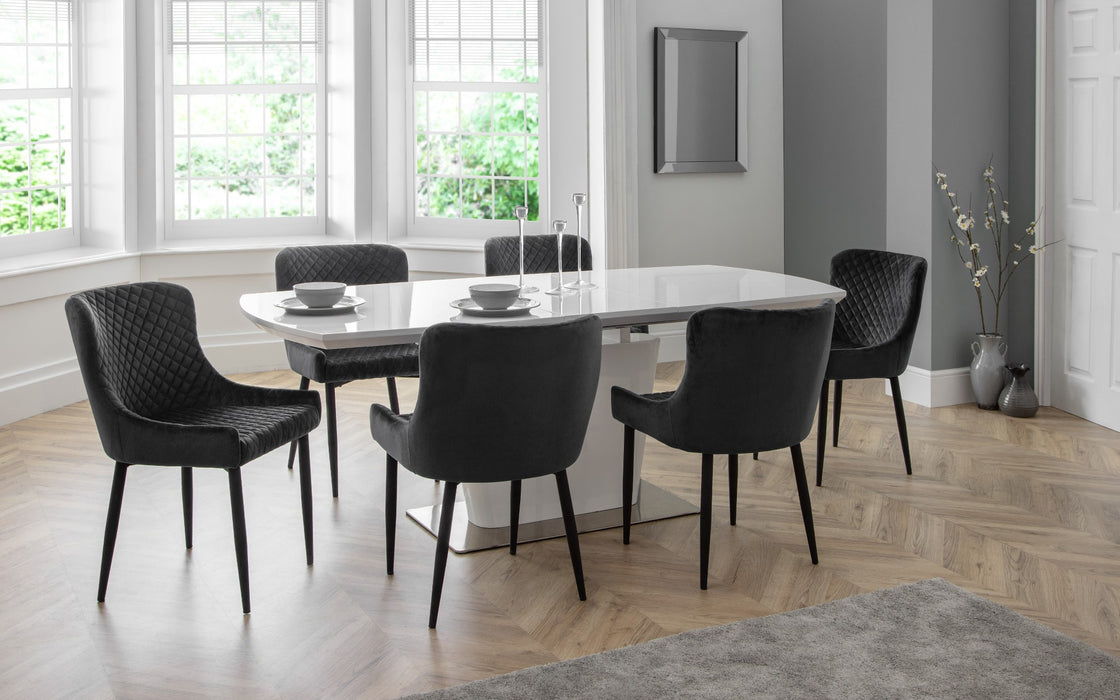 Set Of 2 Luxe Velvet Dining Chairs - Grey