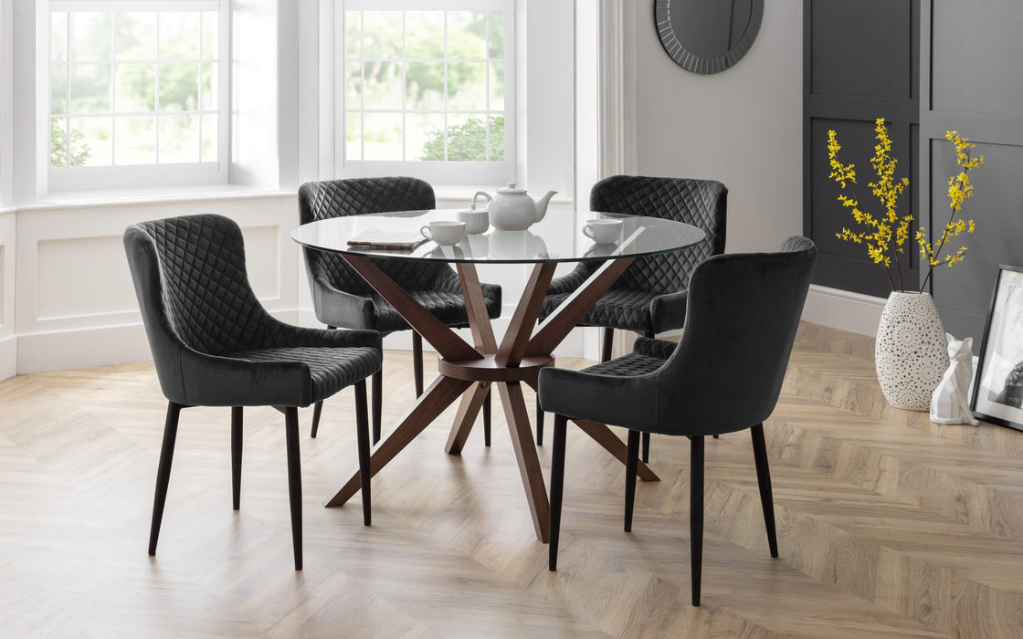 Set Of 2 Luxe Velvet Dining Chairs - Grey