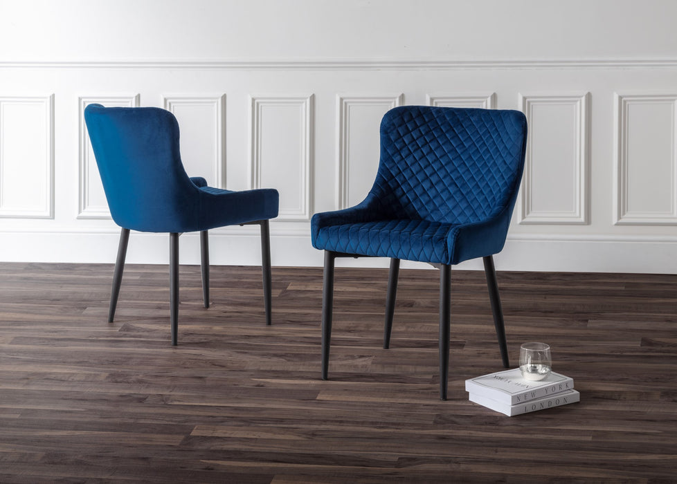Set Of 2 Luxe Velvet Dining Chairs - Blue