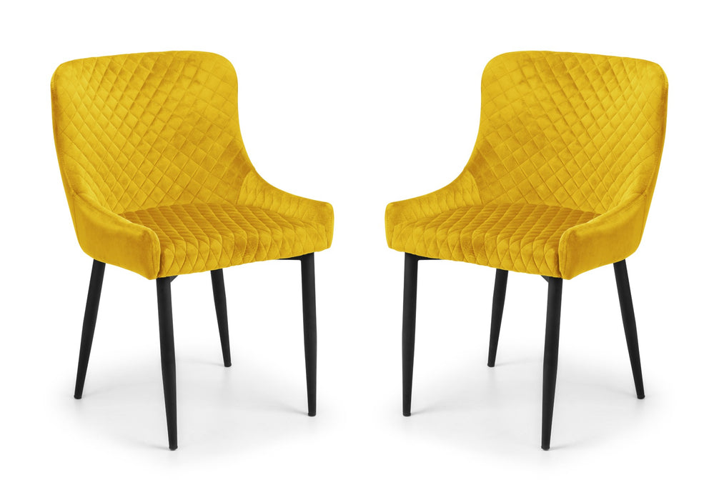 Set Of 2 Luxe Velvet Dining Chairs - Mustard
